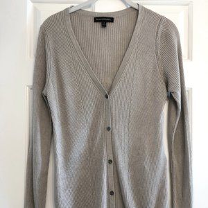 Banana Republic Women's Grey Silk Blend Ribbed Cardigan - Size Small